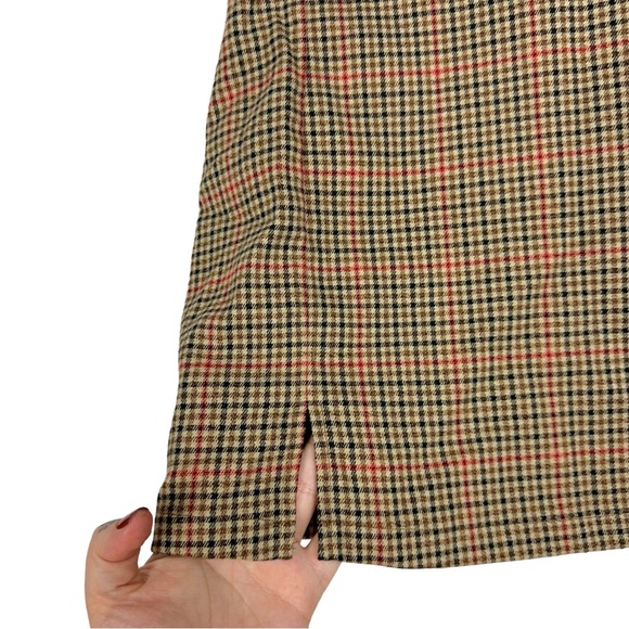Brandy Melville Cara Glen Plaid Stretch Side Slit High Rise Mini Skirt Brown - Picture 7 of 13